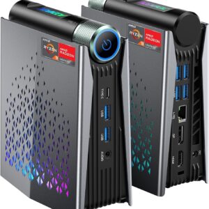 ACEMAGICIAN S3A Mini Gaming PC, Ryzen 9 6900HX, 16GB DDR5 512GB NVMe SSD, Mini Computers with AMD Radeon Graphics RGB Lights | WiFi6 | BT5.2 | Dual Fan | 3 Modes Mini Desktop | Up to 4.9Ghz